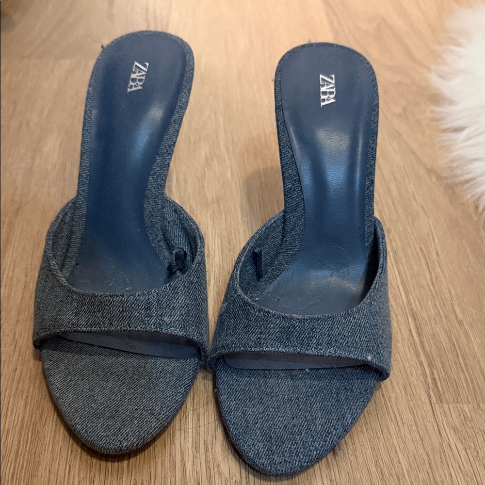 Zara Women's Denim Blue Mules